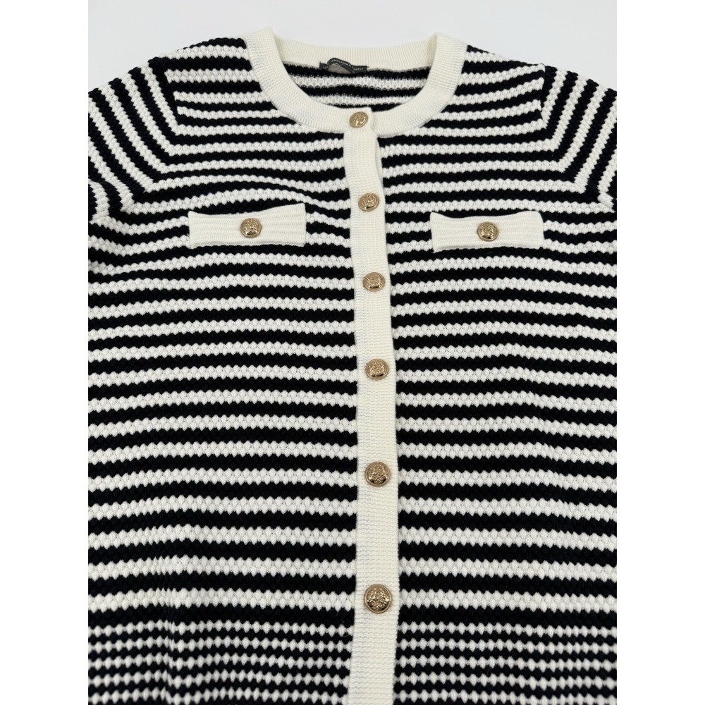 Adrianna Papell stripe Women's cardigan Sweater Gold buttons Size 1X - Picture 3 of 8